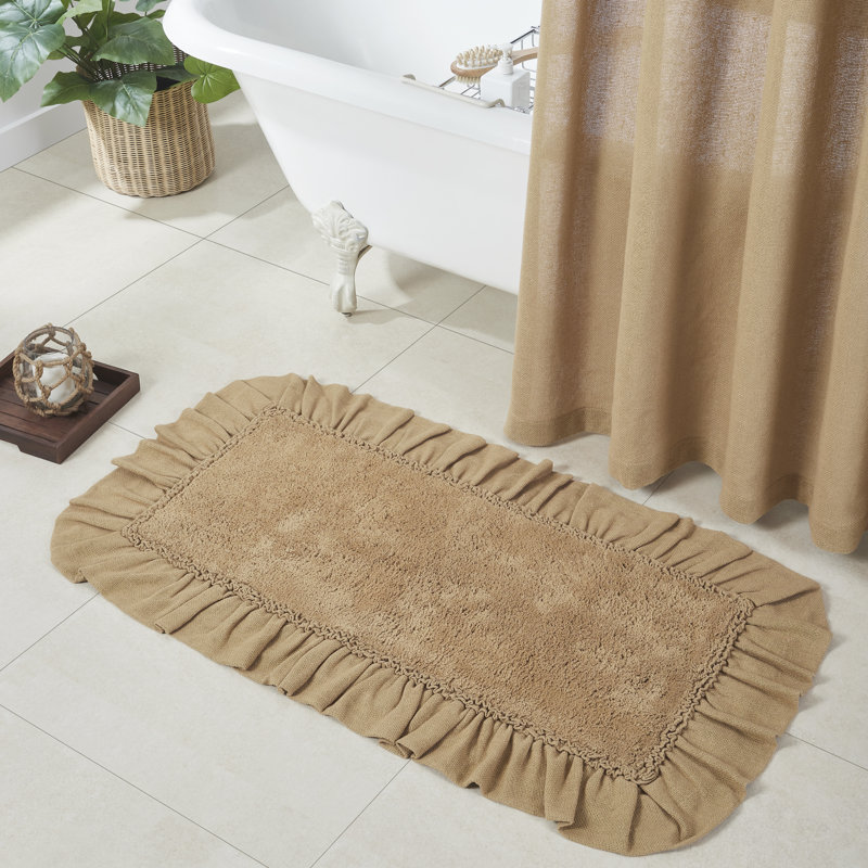 Dathan 100% Cotton Non-Slip Bath Mat, Natural Tan, 27" W x 48" L