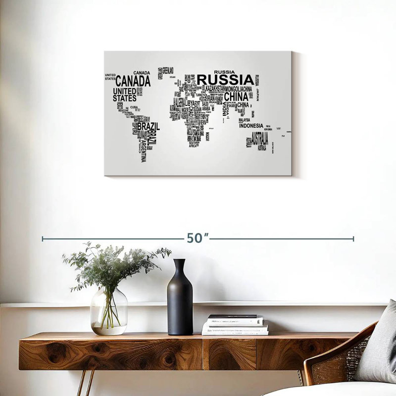 Aliaz Text World Map, 20" H x 30" W