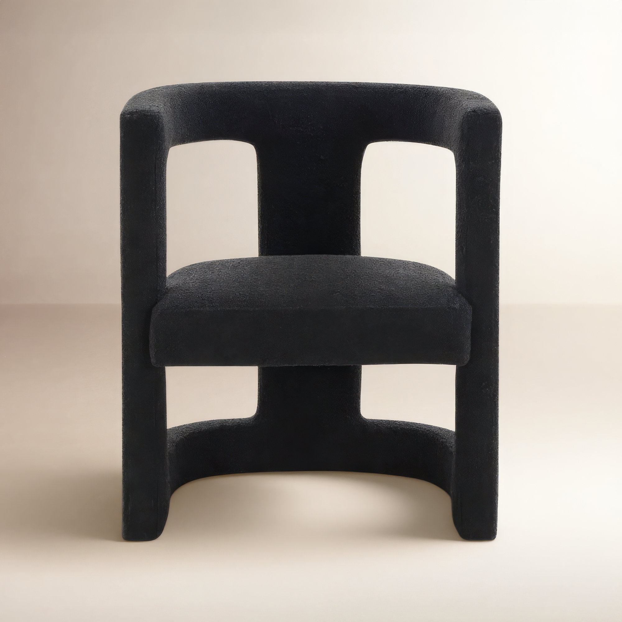 Ada Velvet Chair, Black Boucle