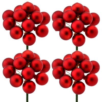 30mm Shatterproof Plastic 12 Bunch Matt Stem Ball 