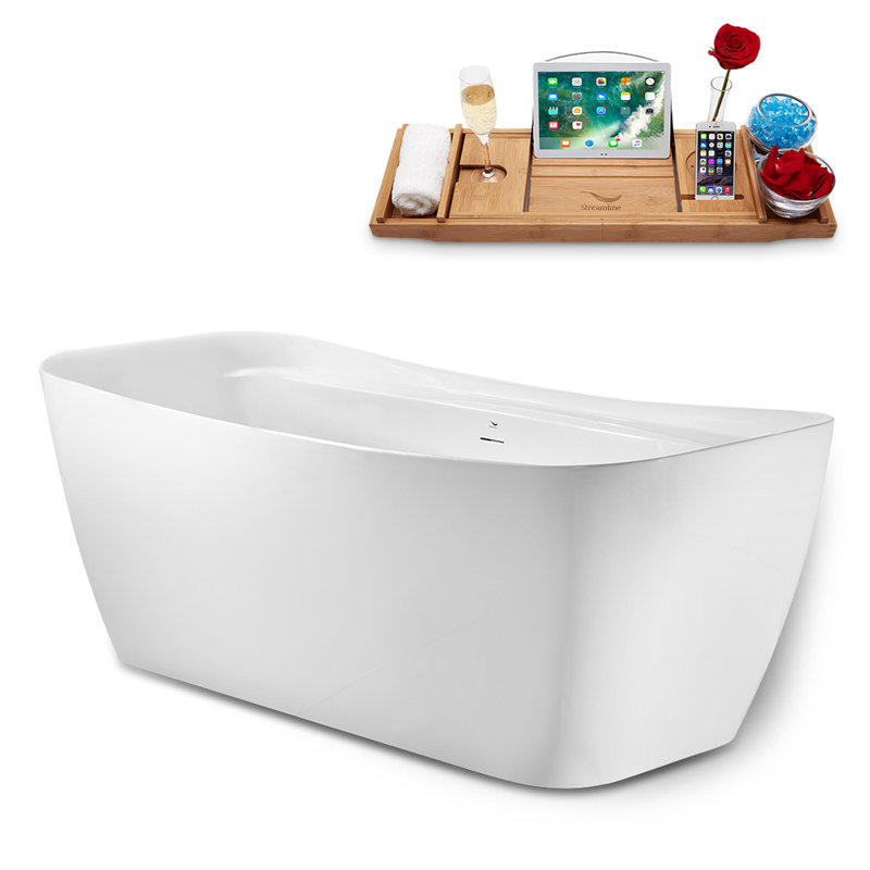 1699.3mm x 779.8mm Freestanding Soaking Acrylic Bathtub, Brushed Gold
