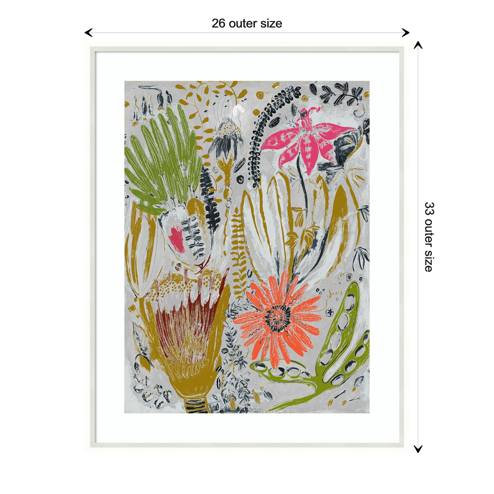 Tropical Blooms by Maya Woods, White, 26" W x 33" H