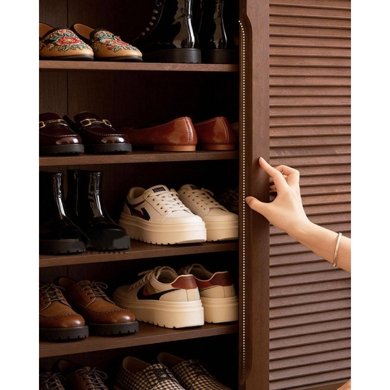 Armoire à chaussures en bois d'hévéa, H 39,37 po x l 31,5 po x P 13,78 po