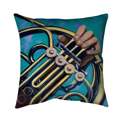 Musician with French Horn Pillow - Living Room Decor