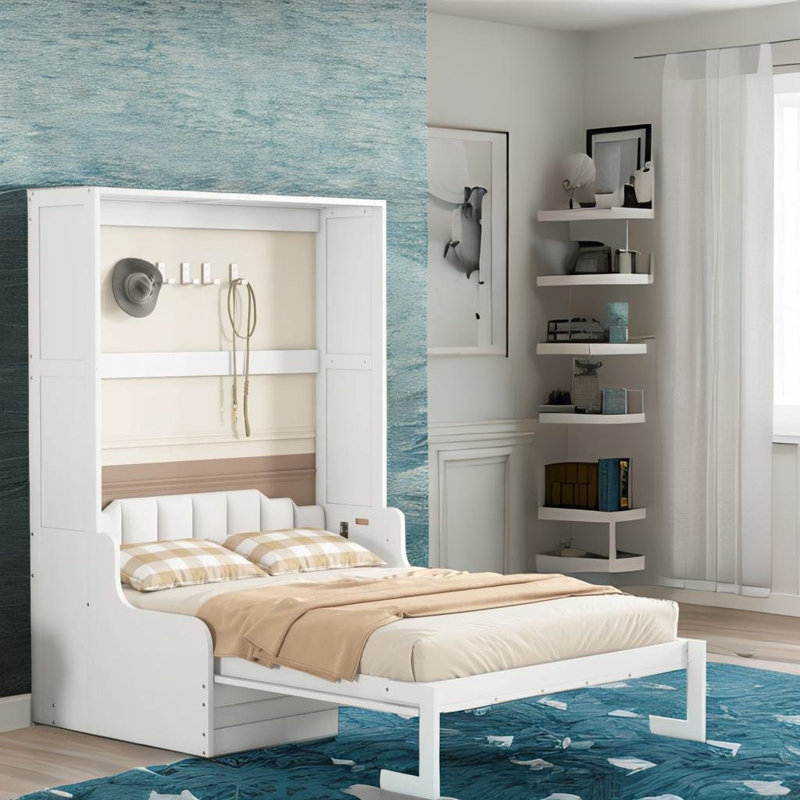 Lit escamotable avec rangement Mackworth, Blanc