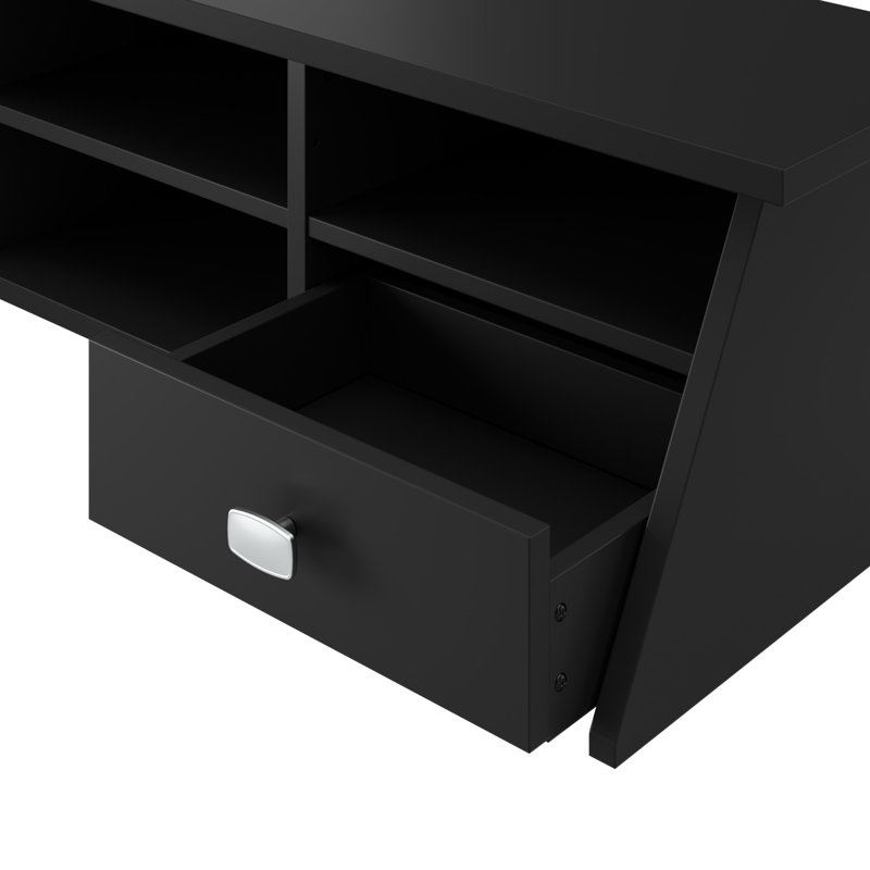 Bureau en L avec rehausse Aliyat, Noir classique