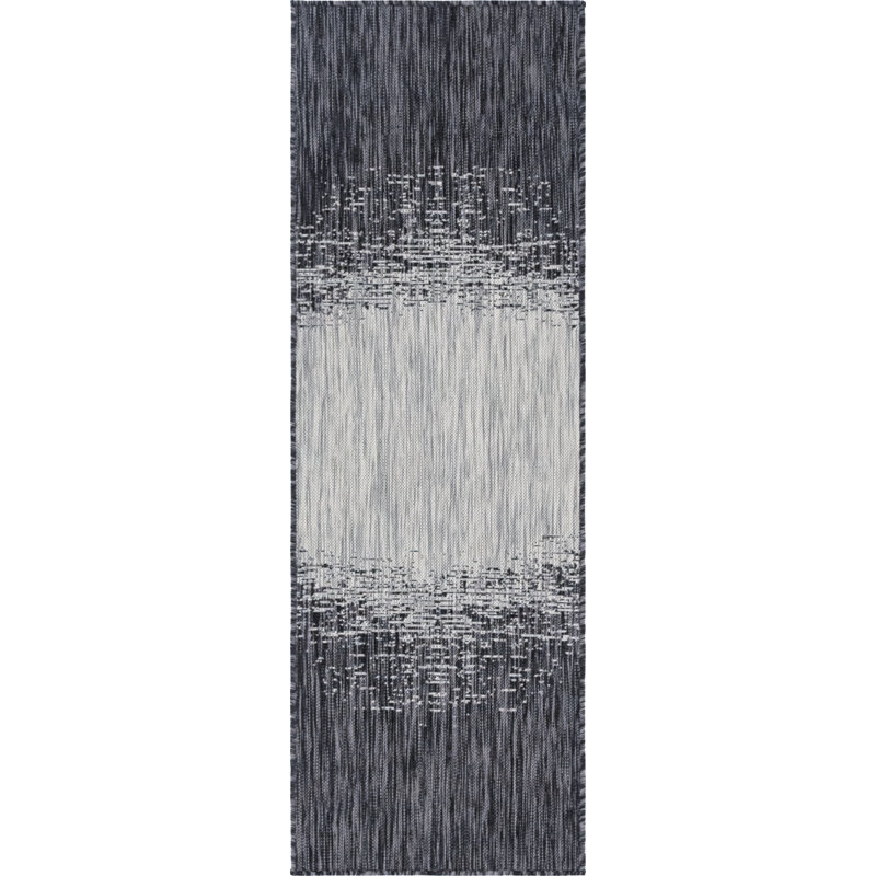 Pindall Charcoal Gray/Gray Indoor/Outdoor Rug, Runner 2' x 6'1"