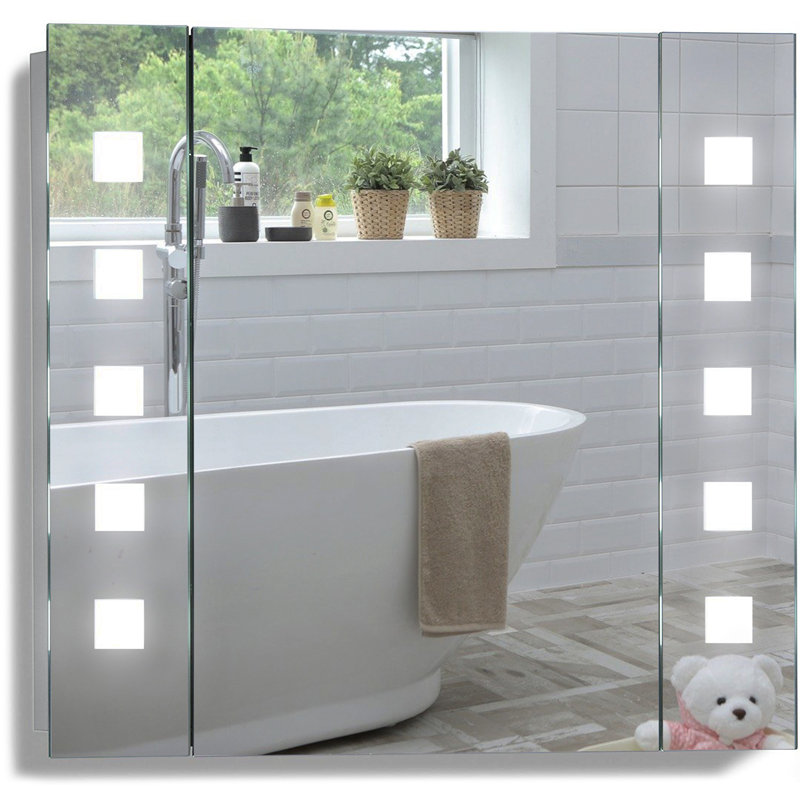 Seguin 650mm W 600mm H Surface Frameless Medicine Cabinet Mirror 2 Adjustable
