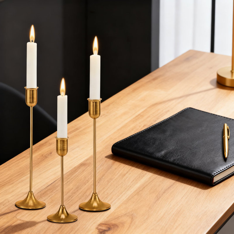 Vintage Modern Candle Holder Set Of 3, Elegant Taper Candlestick Holders For Home Decor, Wedding Centerpiece, And Party Decoration With Varying Heights For Dynamic Display