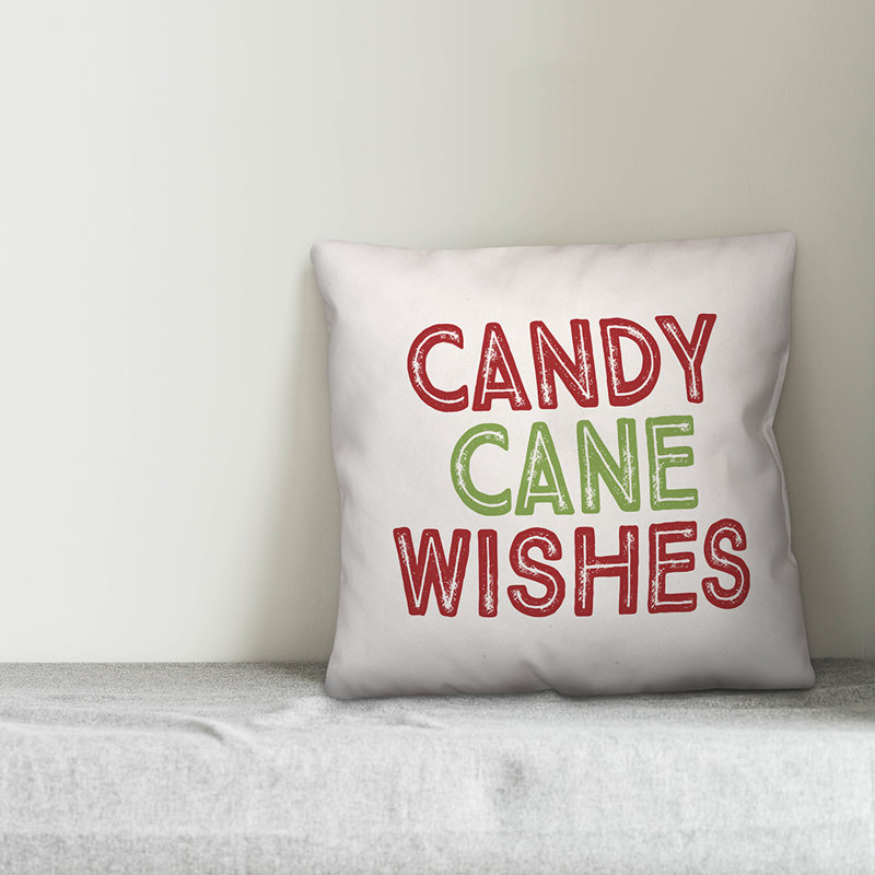  Housse de coussin Candy Cane Wishes, 16 po x 1 po, Housse de coussin seulement - Insert