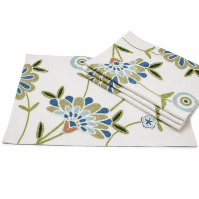 Flora Linens Polyester Embroidered Rectangle Placemat