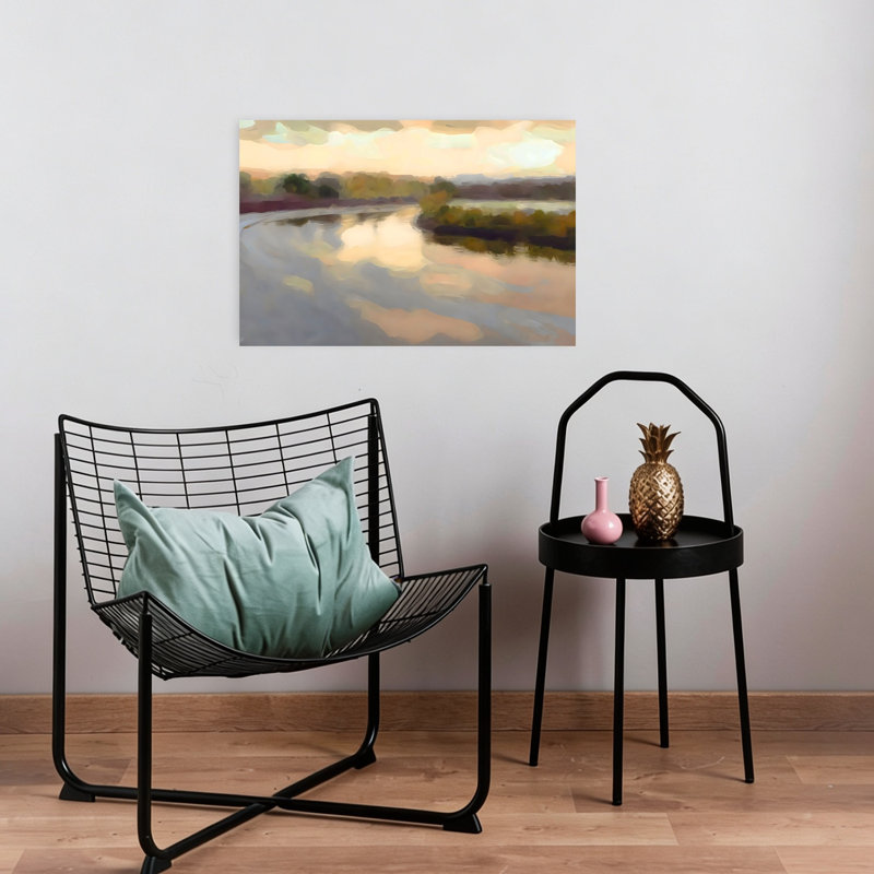 «Golden Mauve Winding River», art mural contemporain abstrait