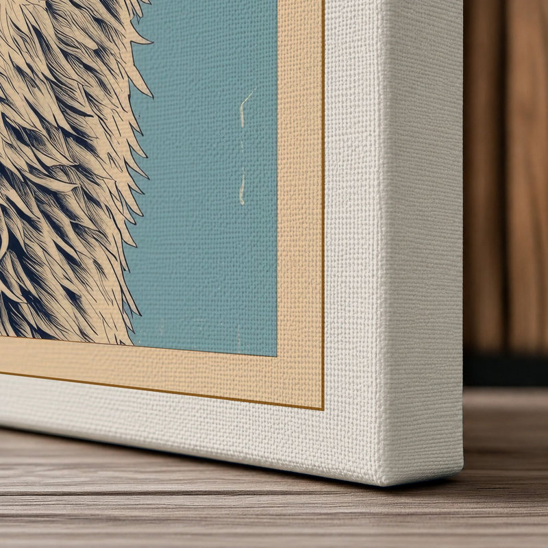 Calm Llama Portrait Minimalist - Wrapped Canvas, 30x20 - 76.2 x 50.8 cm, Cream Border