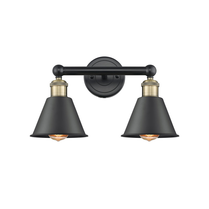 Éclairage pour meuble-lavabo 2 lumières Klucevsek, Noir mat, Laiton antique noir