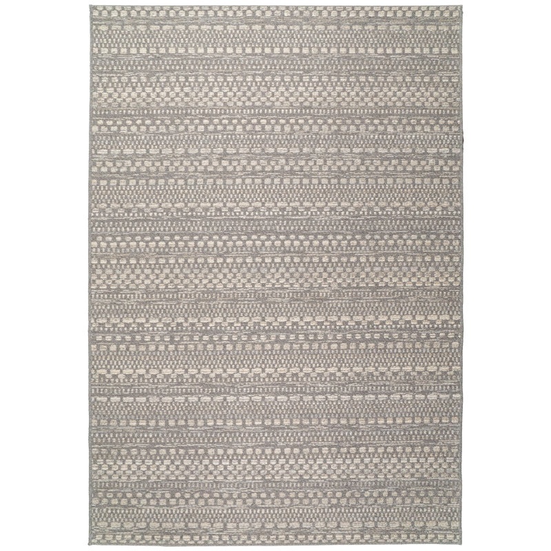 Tapis intérieur / extérieur gris clair de style Sud-Ouest Pennock, Rectangle 5 pi 3 po x 7 pi 7 po