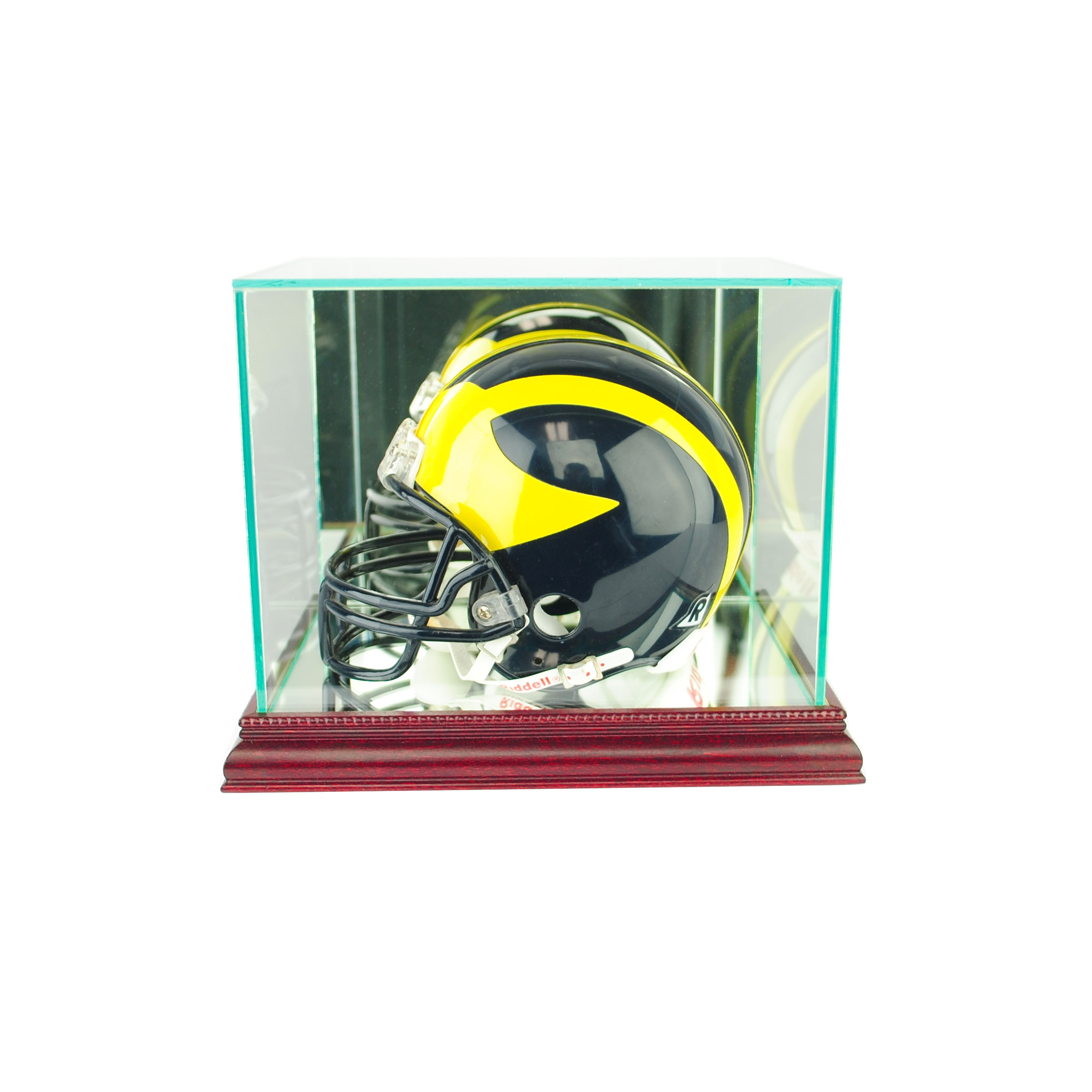 Kansas Jayhawks Brown Framed Wall-Mountable Mini Helmet Display Case