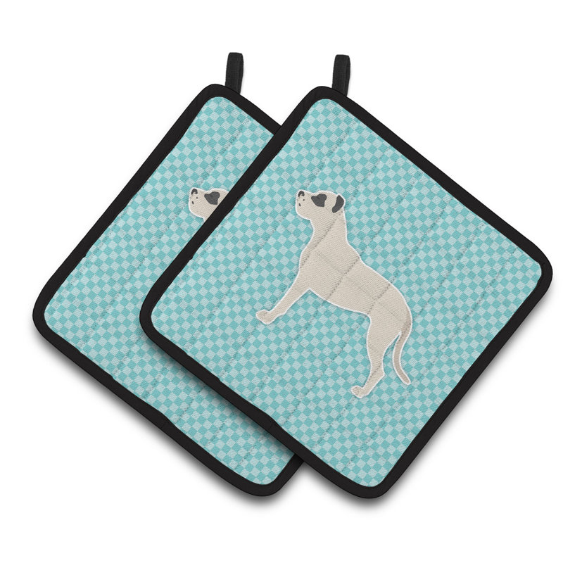 Cuisinier poignée à damier pour chien east urban home, Bleu