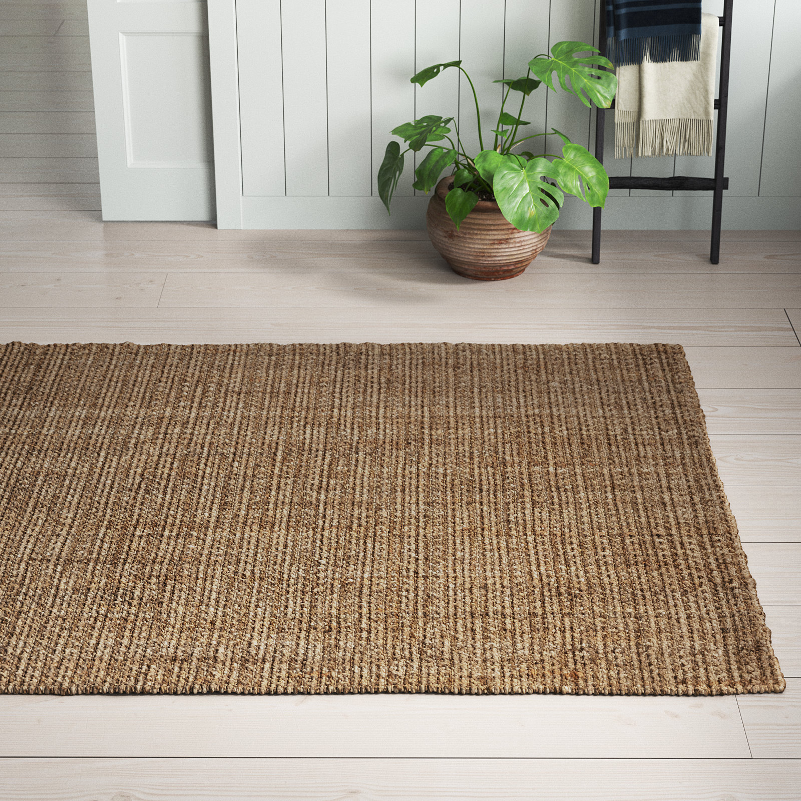 Vesper Taupe Hand-Woven Jute Rug, Rectangle 5' x 8'