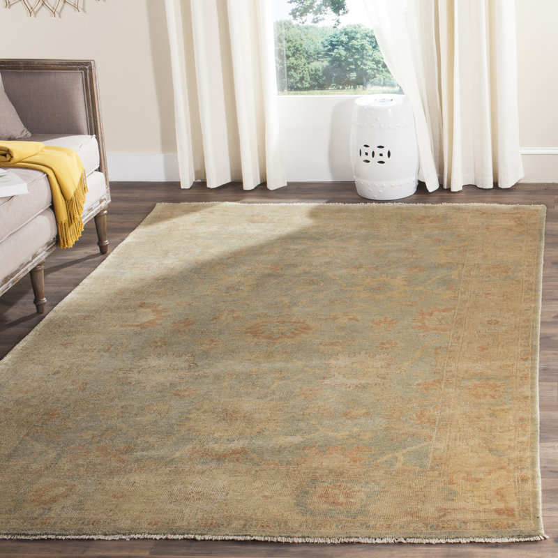 Oushak Nubl Oriental Hand Knotted Wool Dark Green/Brown Area Rug, Runner 3' x 10'