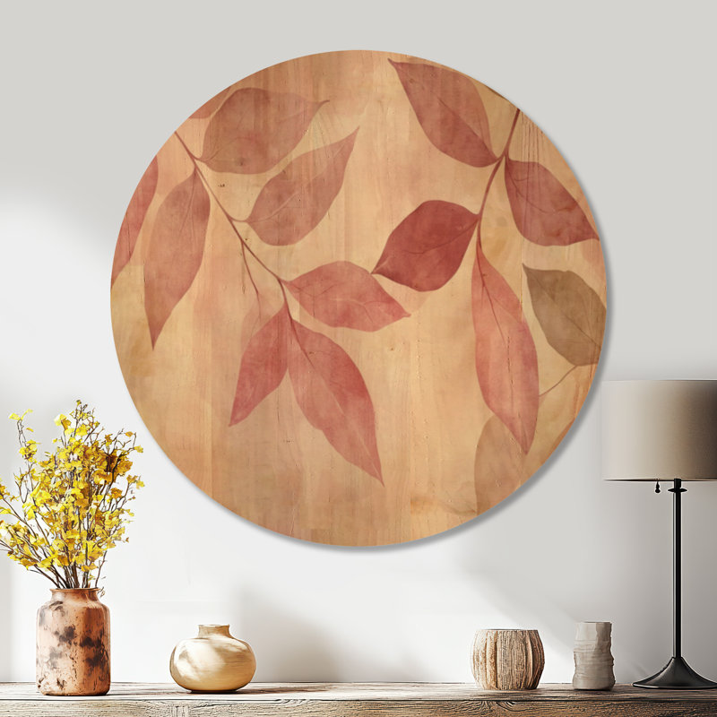 Décoration murale Blush Leaf I - Botanical Round Wood, 23" Round, Rond