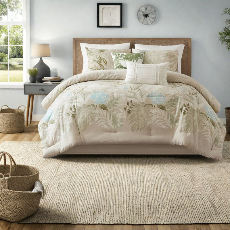 Ensemble de literie de très grande taille luxueux, 100% coton de qualité supérieure avec un design tropical