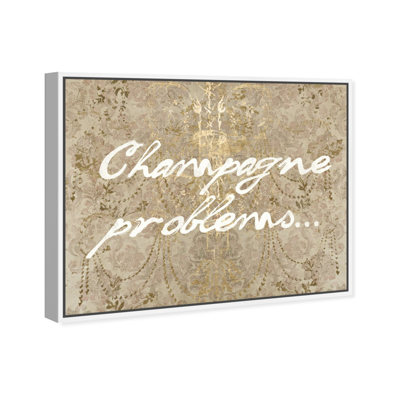 Champagne issues - Art textuel, Cadre flottant blanc, H 30 po x l 36 po