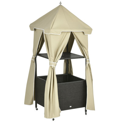 Outsunny 110 Gallon Water Resistant Wicker Cabinet Desk Box with Wheels