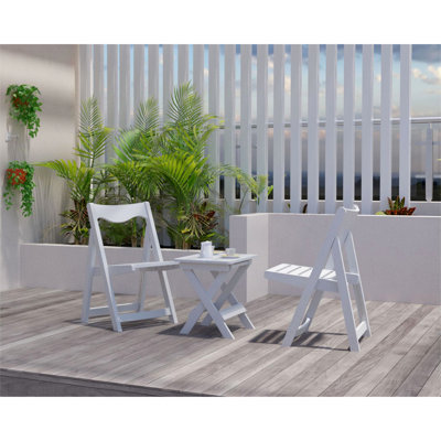 Hips Outdoor Foldable Furniture , 2 Chairs And Rectangular White Table For Modern Living Bistro Chair White, Indoor Use With
