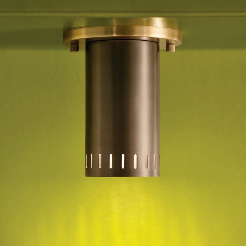 Plafonnier encastré 1 lumière 5,50 pouces Ruehl en bronze laqué avec détails en laiton laqué Ruehl, Bronze laqué