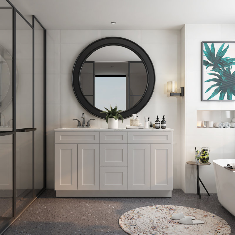 Cozy Design 60'' Double Bathroom Vanity Base Only, Shaker Dove