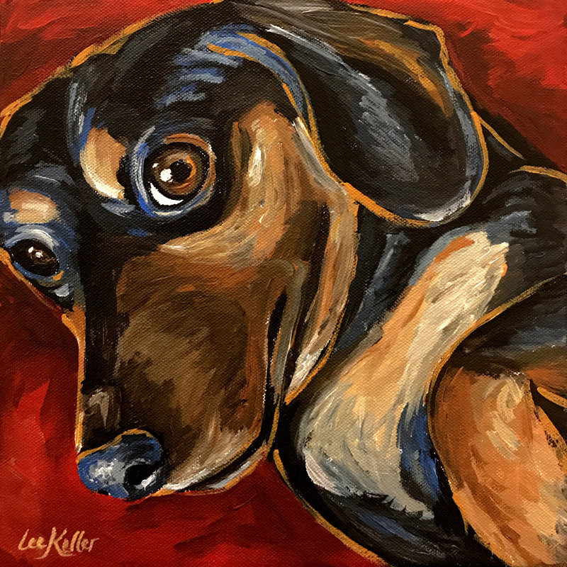 «Dachshund Game Day» par Lee Keller, reproduction sur toile, H 48 po x l 48 po x P 1,5 po