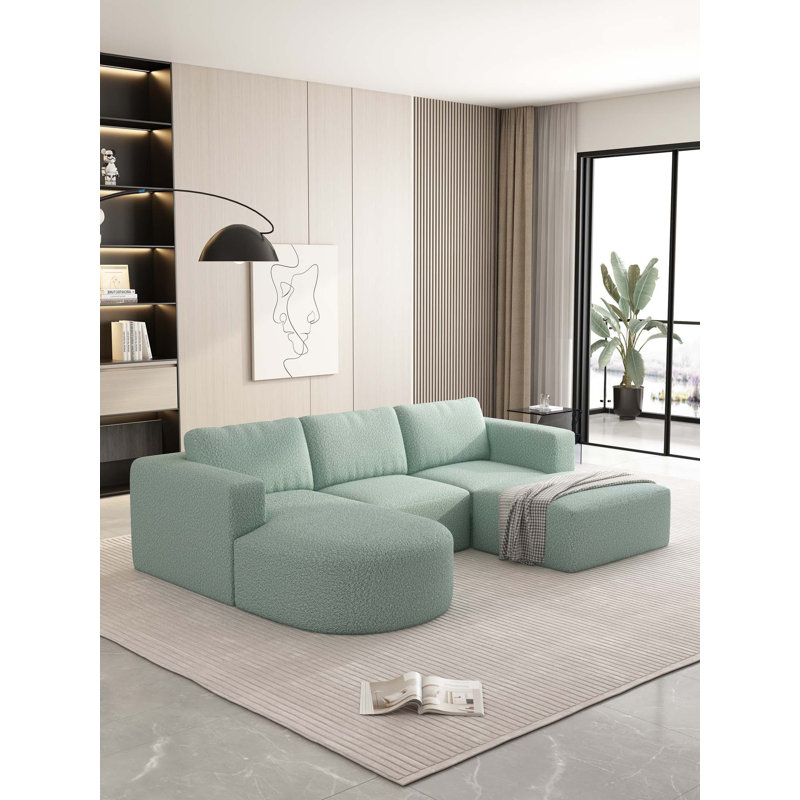 Canapé-lit modulaire Lakeem, H 23,23 po x l 104,32 po x P 70,86 po, Mousse vert clair