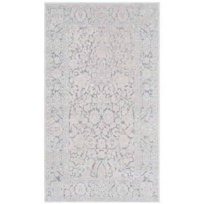 Calidia Floral Light Gray/Cream Area Rug