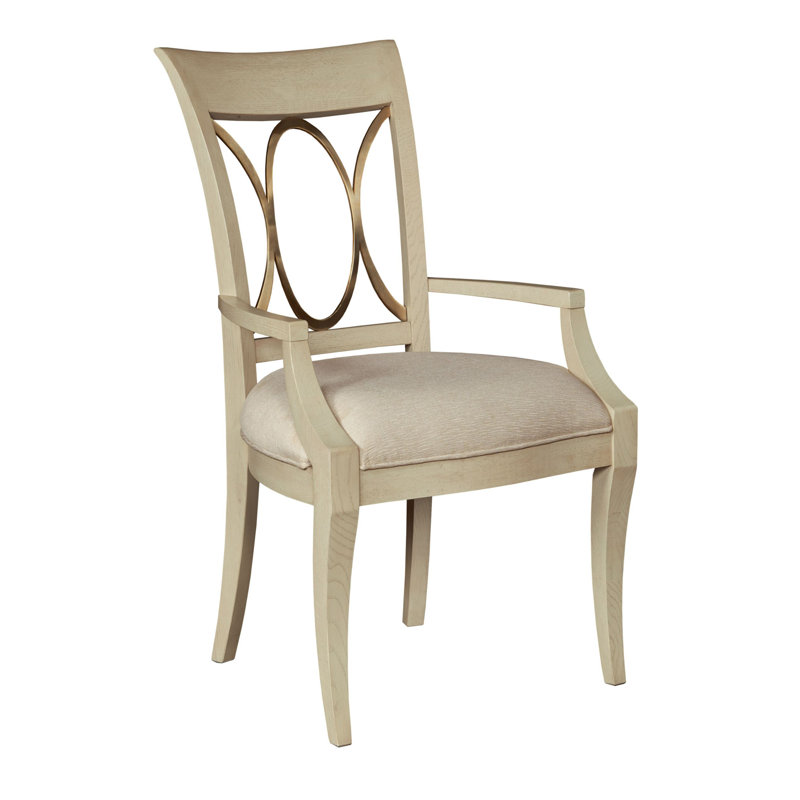 Chaise avec accoudoirs à dossier grand beige Queen Anne