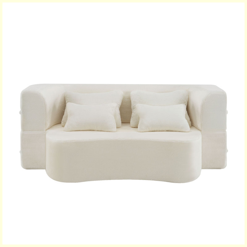 Canapé moderne avec 4 coussins pour le salon, Blanc