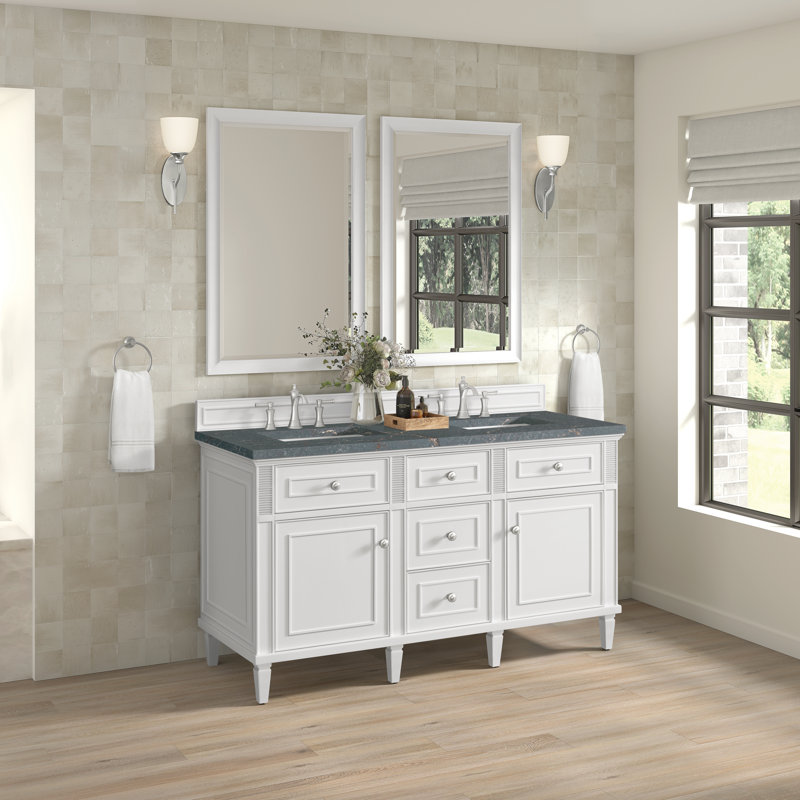 Lorelai 60'' W Double Vanity, Whitewashed Oak, Tajnar Eclos