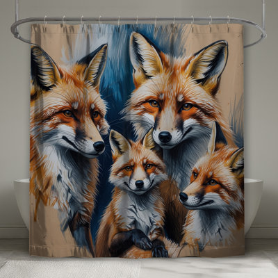 Ensemble de rideaux de douche Group of Red Foxes
