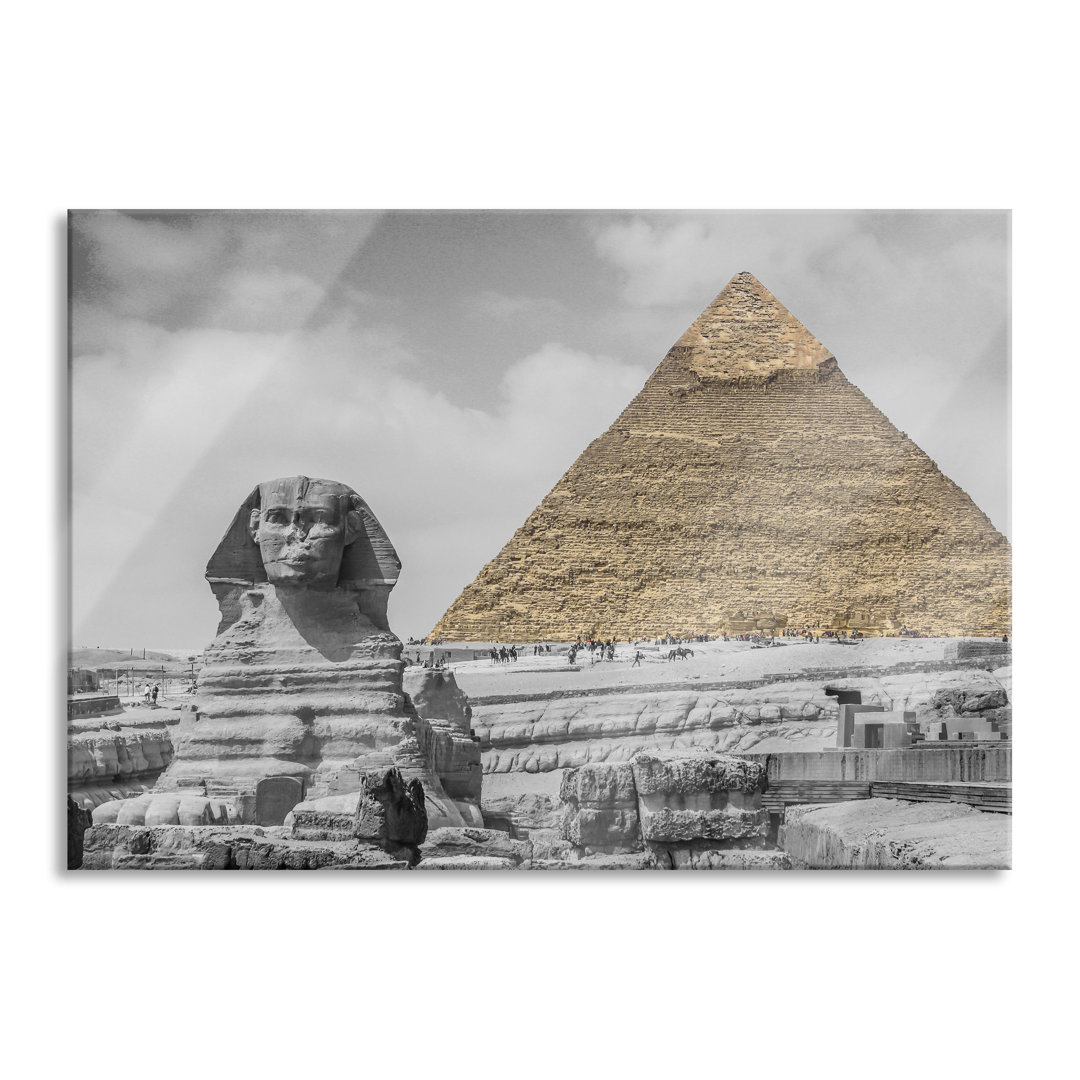 Glasbild Sphinx vor der Pyramide