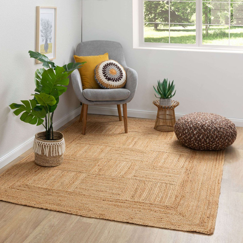 Alvertia Geometric Shapes Jute / Sisal Area Rug, Rectangle 120 x 170cm