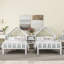 Lit plateforme simple double avec tête de lit en forme de maison et table de chevet intégrée, blanc