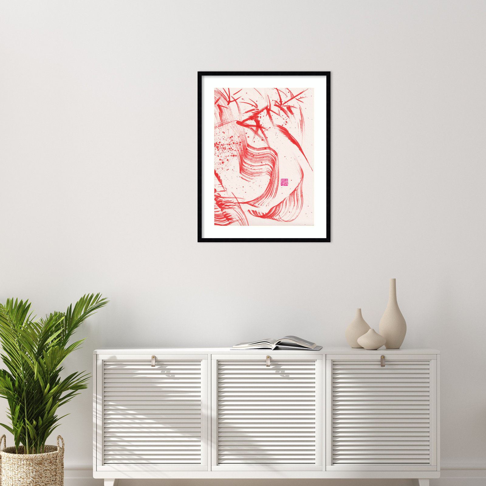 Lemma "Zen Bamboo Ink Abstraction 2" Print, Black, 33" H x 26" W
