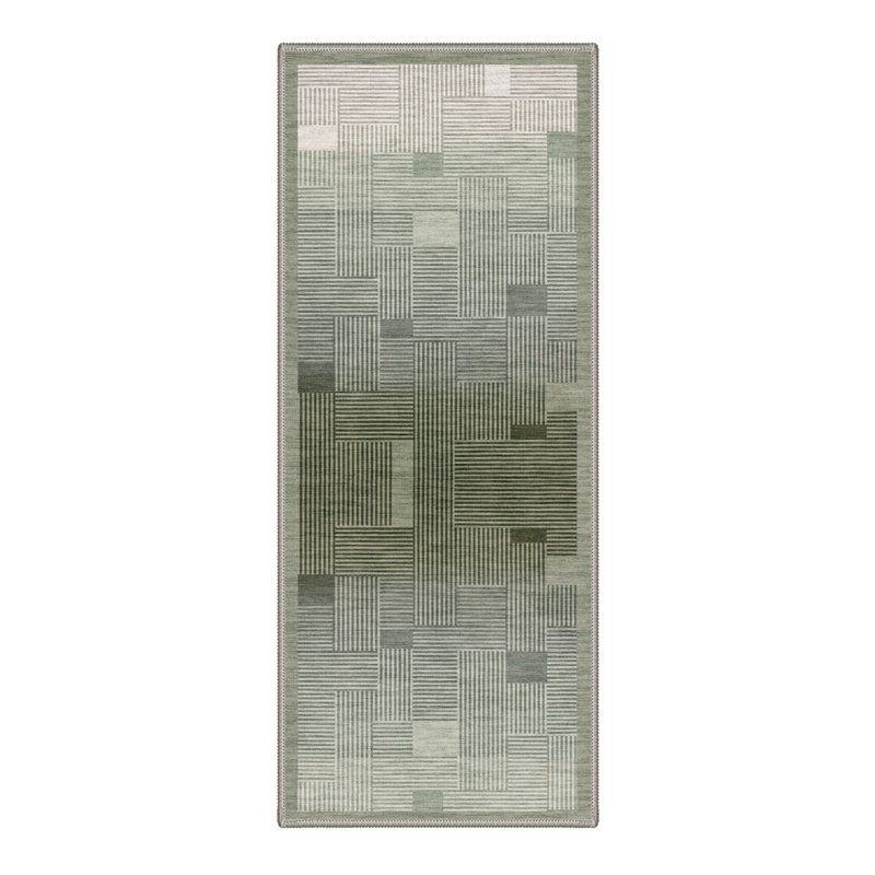 Tapis de couloir gris / ivoire lavable à la machine avec envers antidérapant, Tapis de couloir 96 po x 30 po
