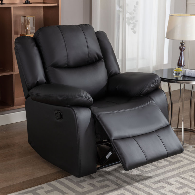 Fauteuil inclinable en cuir Alvernon, Noir