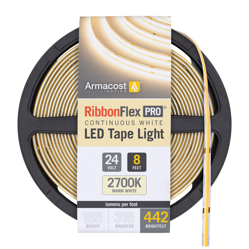 Ruban lumineux à DEL blanc RibbonFlex Pro 24V 2700K, 442 lumens / pi, 2,5M