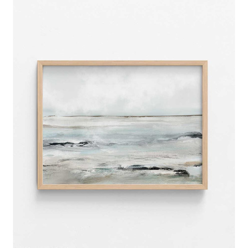 Art abstrait plage abstraite: paysage de Sandybay, H 12 po x l 16 po, Framed Print without Mat, Tan