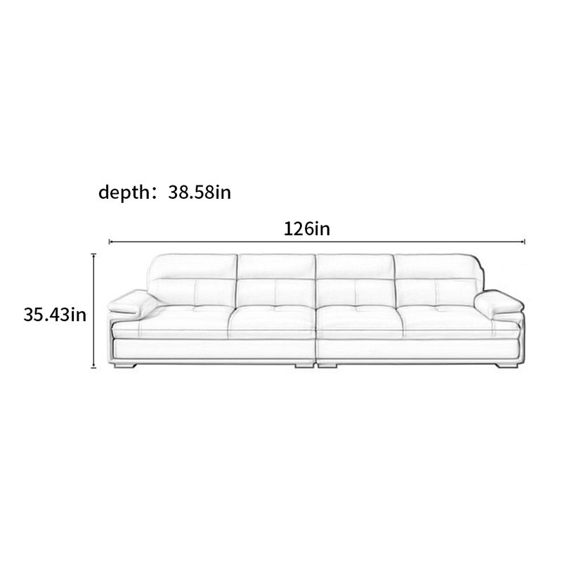 American-style simple modern sofa, 35.43" H x 126" W x 38.58" D, 4
