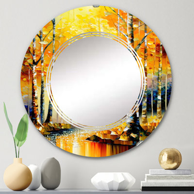 Miroir mural Parmjeet River In Golden Birch Forest