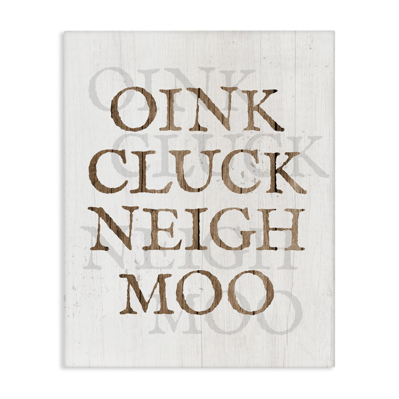 «Oink Cluck Neigh Moo», art mural sur toile par Daphne Polselli, H 30 po x l 24 po