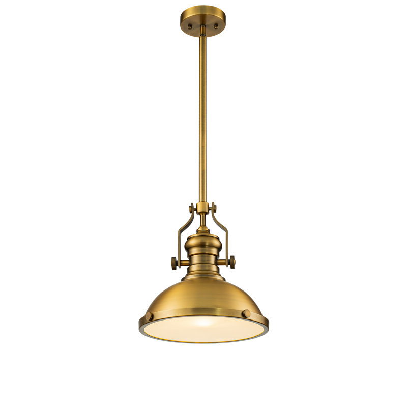 Luminaire suspendu en forme de dôme industriel 1 lumière 13 "à 1 lumière pour îlot de cuisine, Laiton antique, Metal