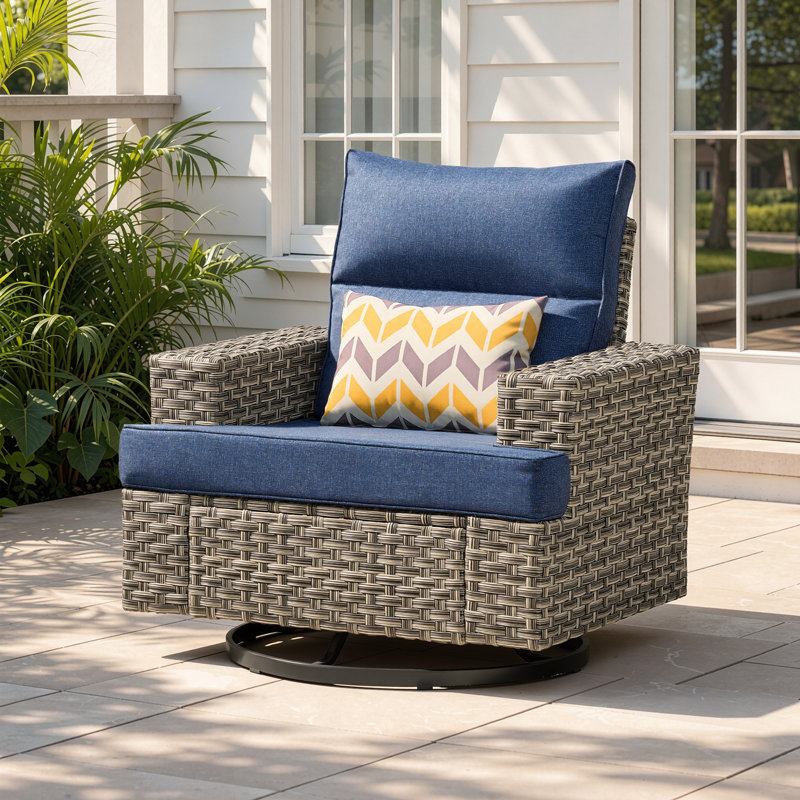 Chaise d'extérieur pivotante avec coussin, Blue